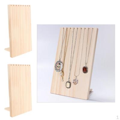 2x Unpainted Wooden Jewelry Display Stand Necklace