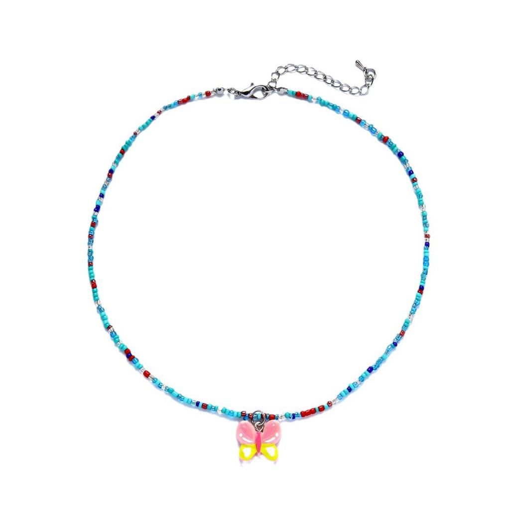Kids Butterfly Heart Necklace Handmade Beaded Jewelry For Girls Spring 2025