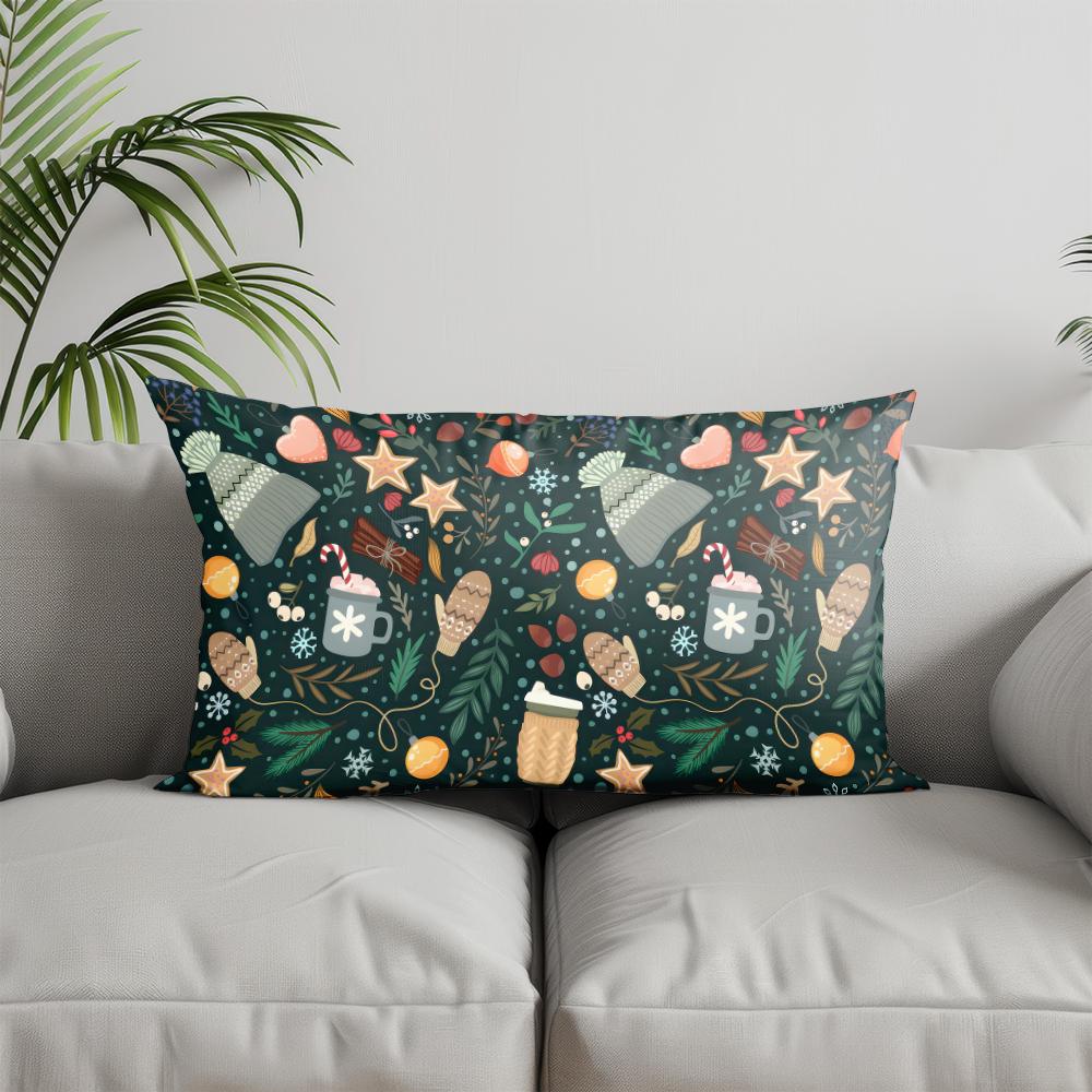 Home Decor Christmas-themed Geometric Pattern Pillow Suitable For Sofa Bedroom Car Pillow Cover Cushion Rectangular Back Cushion