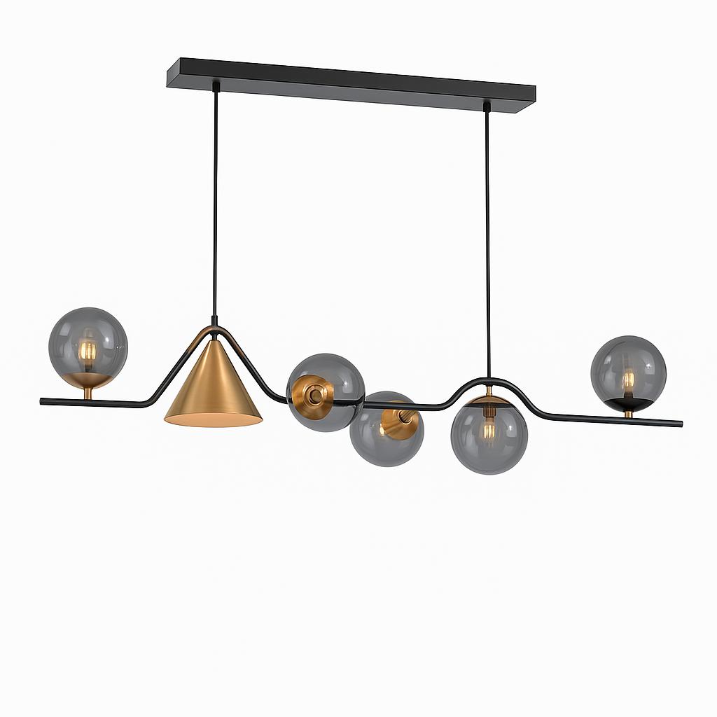 Mista - 120cm hanging lamp above the table, for the dining room, black, balls