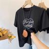 Shoulder Pure Cotton Round Neck Short-sleeved T-shirt Women's Fashion Versatile Foreign Style Loose Casual White Top Bottoming Shirt Summer