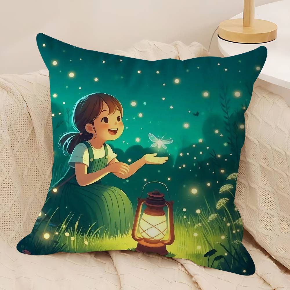 Cartoon F-Firefly Pillow Case Removable Washable Cushion Cover – All-Season Soft Linen