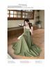 Plus Size Women's Chinese Style Waist-Cinching Camisole Dress & Fairy Cardigan Set