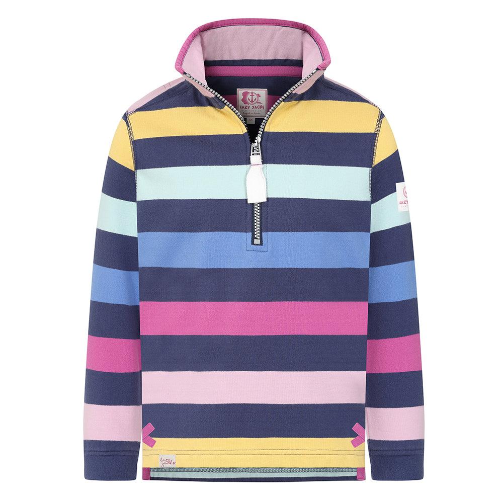 Lazy Jacks Childrens/Kids Striped Quarter Zip Sweatshirt