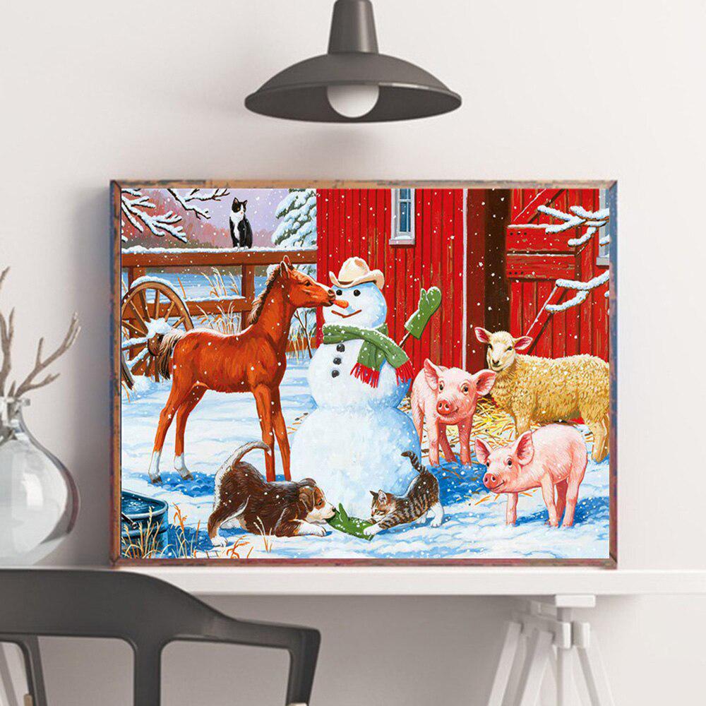5D DIY Diamond Painting Horse Full Square Round Drill Diamond Embroidery Animal Pig Rhinestone Kit Winter Home Decor