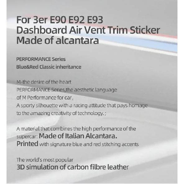 For BMW E90 E92 E93 Made of Alcantara Car Interior Dashboard Side Air Vent Outlet Trim Frame Performance Stickers Accessories
