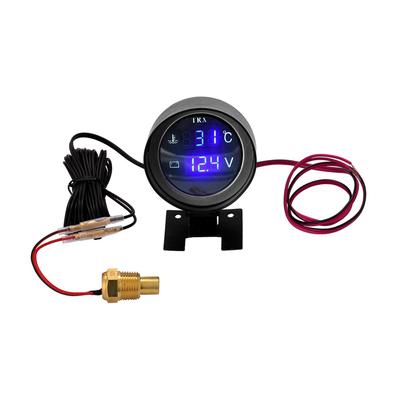 Carrfan Round LED Digital Track Temperature Sensor Moto+ Voltmeter 2 In 1 24V