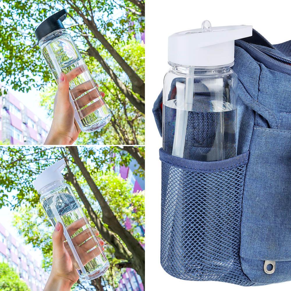 Průhledná bez BPA S brčkem na pití Skládací sportovní láhev na vodu Pítko Nepropustné Lahve Sportovní pohár