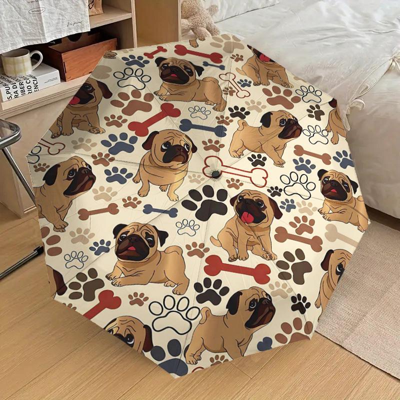 1PC Pug Bone Umbrella-8-Rib Reinforced Portable Folding Travel Suitable for All Seasons Outdoor Daily Use  -J0404