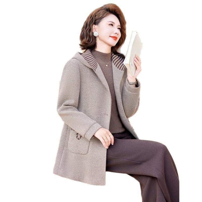 Large size fat winter clothing with cotton and thickened hooded woolen women's clothing long woolen coat