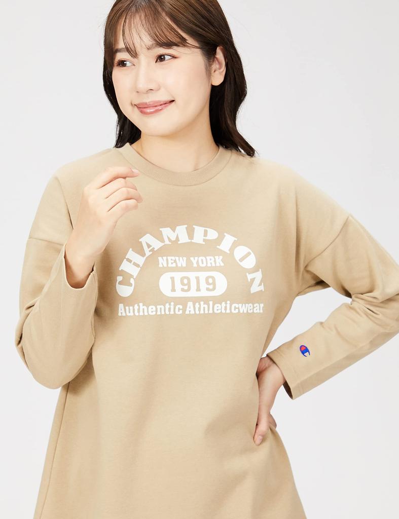 Champion Long Sleeve Loungewear with Brushed Fleece Size L Women's Lining, Beige,