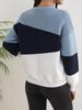 Women's Color Block Patchwork Long Sleeve Knit Sweater - Autumn/Winter Loose Fit, Round Neck.