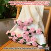 Flannel Rose Bouquet Blanket Crocheted Flower Bouquet Blanket Home Office Sofa Throw Blankets Cover Girls Friends Festival Gift