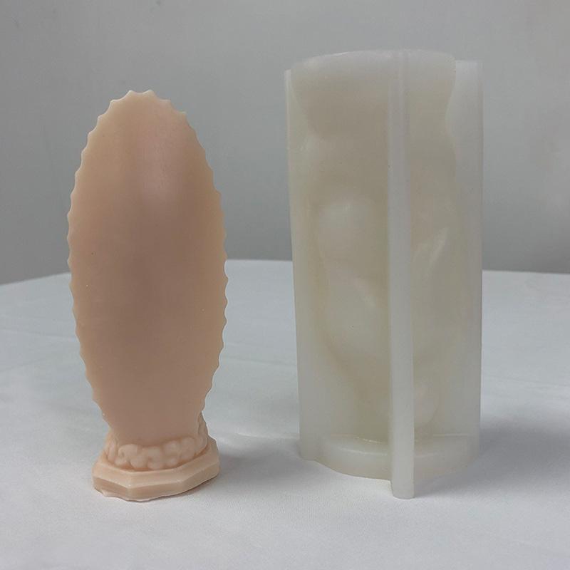 Prayer Madonna Portrait Silicone Candle Molds 3D Virgin Mary Statue Resin Plaster Cement Casting DIY Handmade Soap Crafts Mold