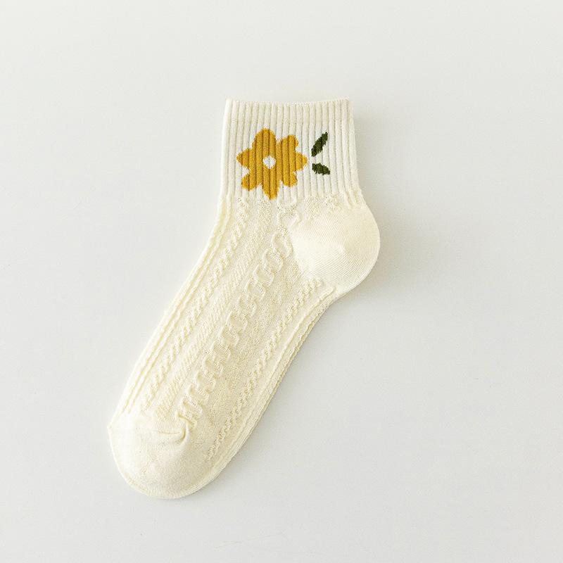 Damen Sommer Dünne Hübsche Mittelhohe Weiße Baumwollsocken