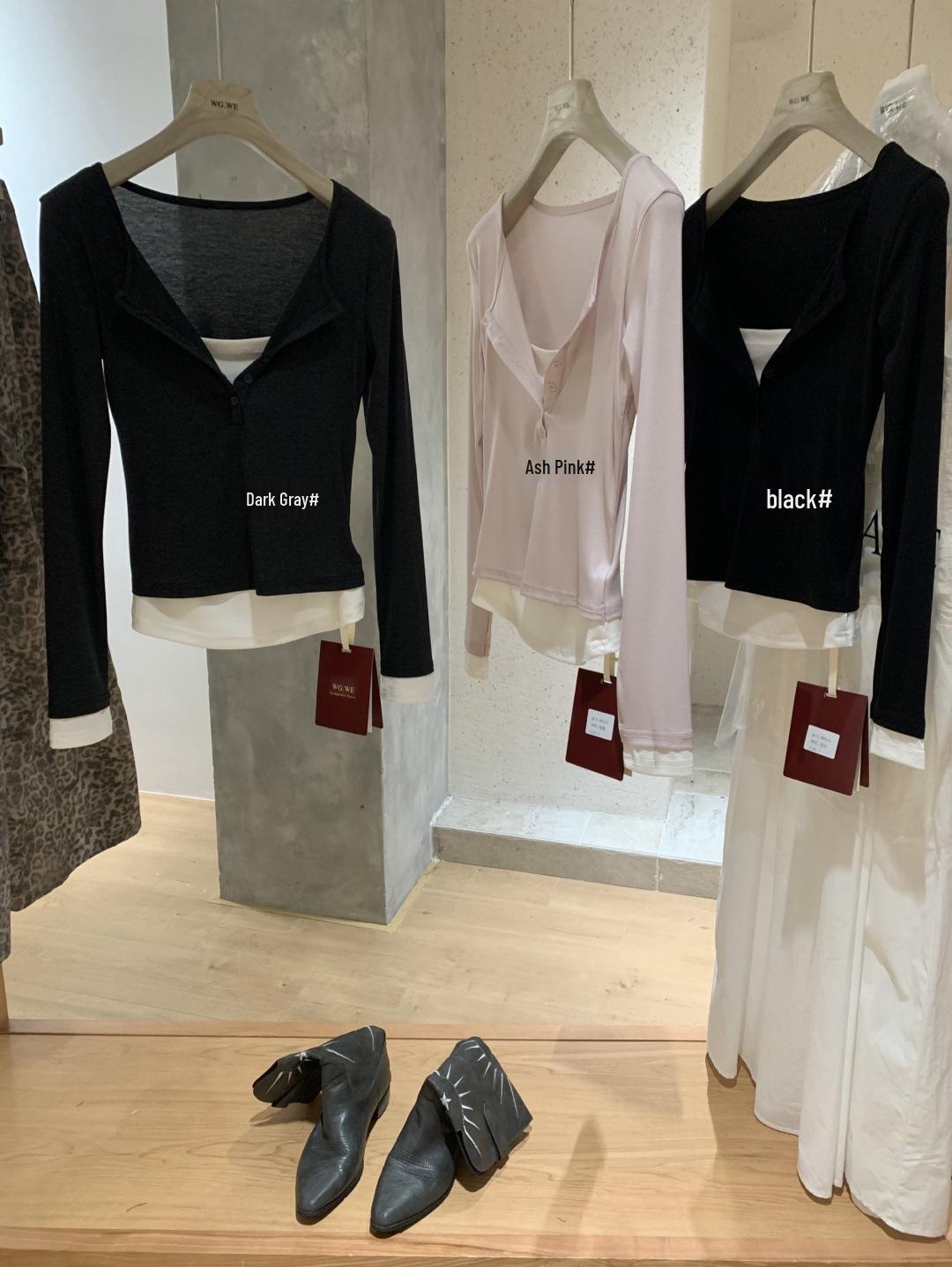 

Women s Autumn/Winter V-Neck Long-Sleeve Button T-Shirt, Pure Style Trendy Medium темно-серого