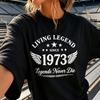 Living Legend Since 1973 Legends Never Die Graphic T Shirt Retro Wing Star Print Casual Crewneck Short Sleeve Birthday Gift Tee