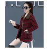 Women's Winter Plaid Woolen Coat With Fleece Lining Casual Lapel Button Jacket