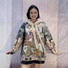 Women's Heavy-Duty Hooded Cartoon Print Sweater, Autumn/Winter 2025, Thickened Loose Knit Top in Lazy Style.