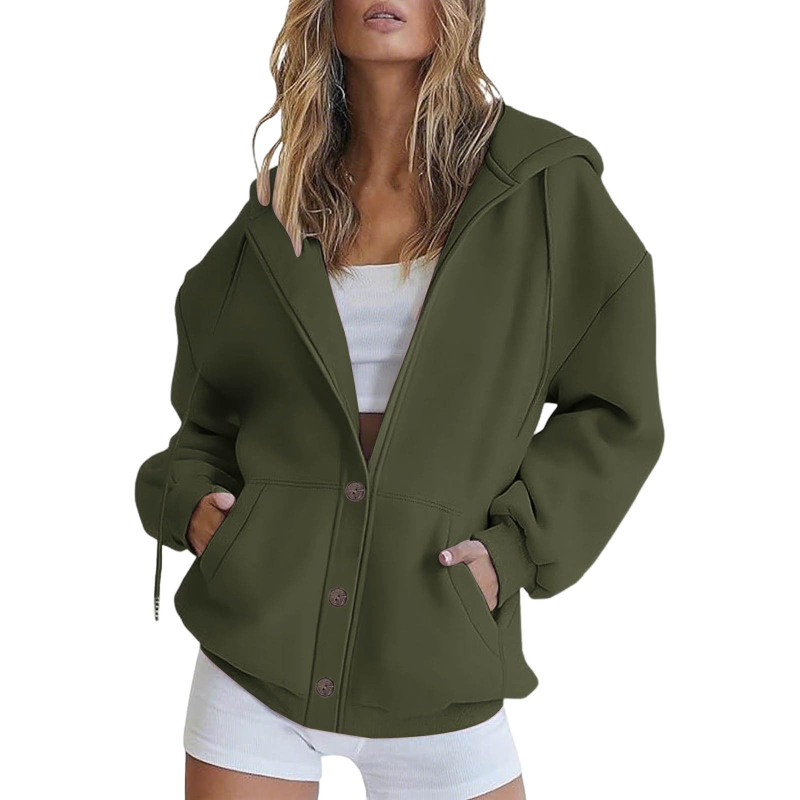 Women s Hooded Sports Jacket, Hooded Jacket, Loose-Fit Sweatshirt Jacket M