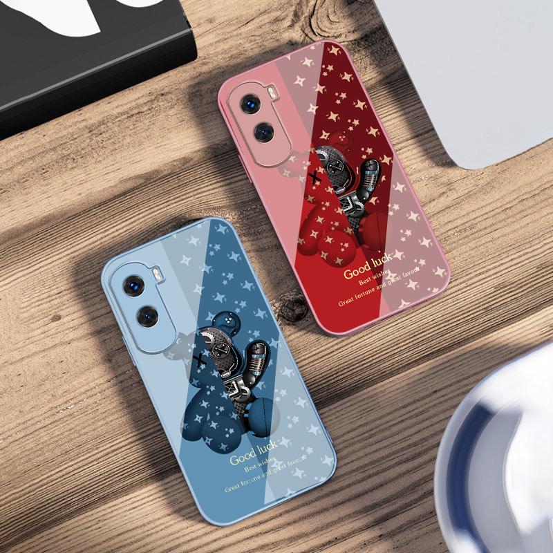 Brown Machine Bear For Honor 200 90 8X 9X Pro Lite P50 P40 Nova 10 11i P60 Magic4 6 Mate 20 50 Tempered Glass Phone Case