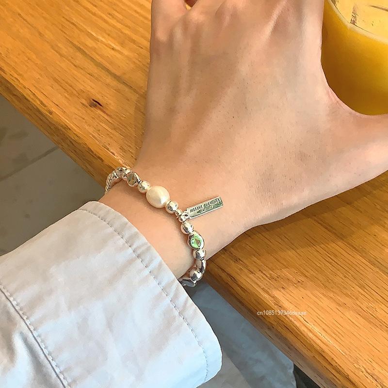 Fashion Irregularis Pearl Bracelets Silver Color Ladies Bracelet for Women Bead Chain Imitation Pearls Party Jewelry Gift