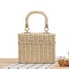 Convertible Crossbody Bag with Box Woven Design, Korean Japanese Inspired Braided Beach Tote, Mini Square Shoulder Purse for Daily & Vacation