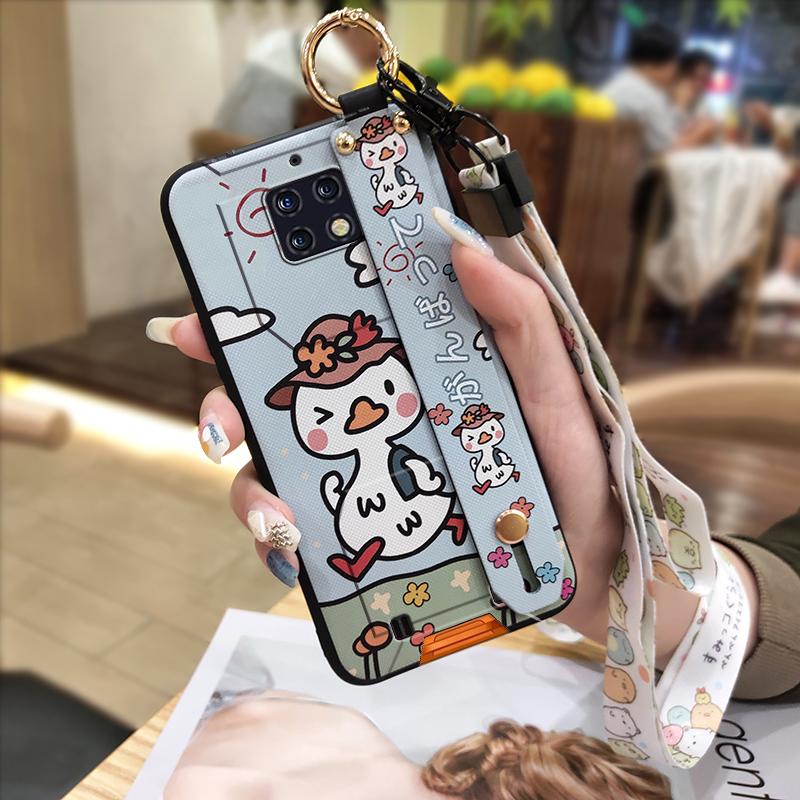 Shockproof Soft case Phone Case For Oukitel WP6 Kickstand Wristband Dirt-resistant Lanyard Silicone Ring Cute Cartoon