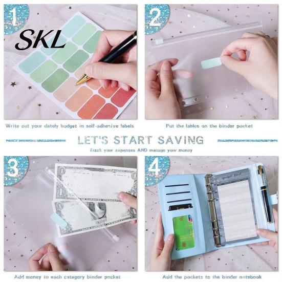Macaron Color Notebook A6 Budget Planner Notebook, Glitter Cash Tracker Journal, Financial Refillable Accounting Organizer with Dividers for