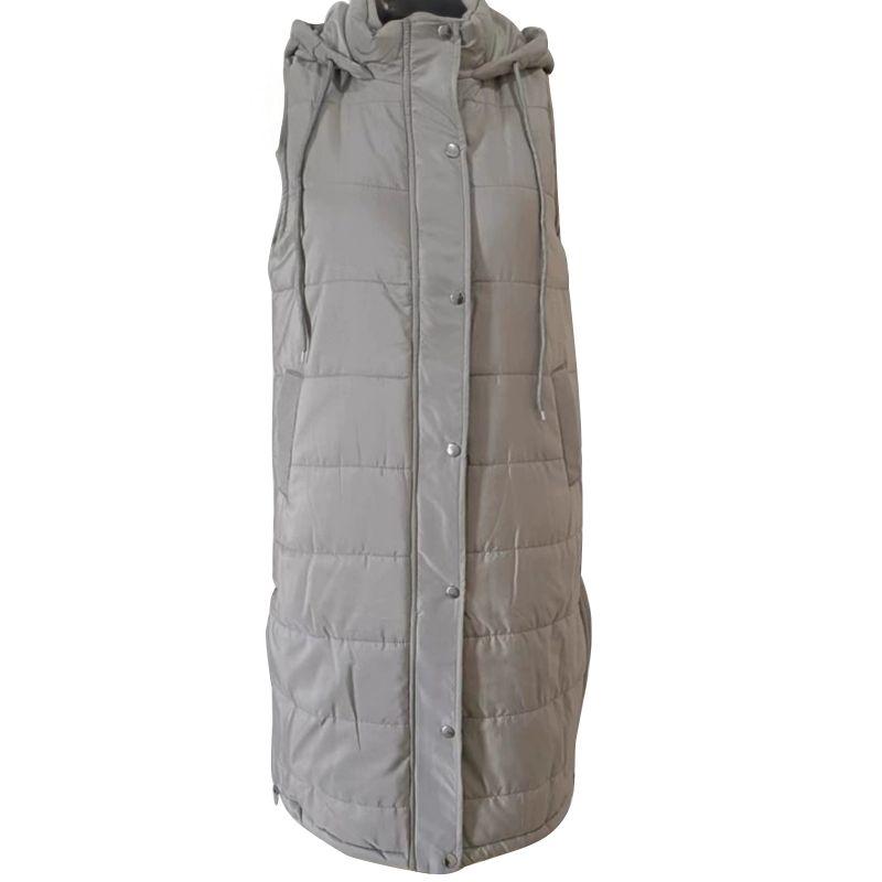 Women's Hooded Long Vest Knee Length Long Cotton Down Vest