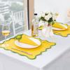WML017 Exquisite Scalloped Edge Embroidered Napkins and Place Mats Linen Table Mats Cloth Napkins for Weddings and Festival