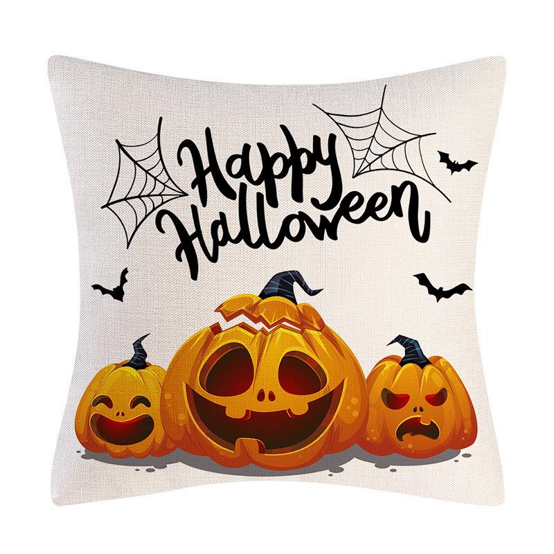European and American Modern Black and White Letters Halloween Linen Pillowcase Cartoon Funny Sofa Set Combination