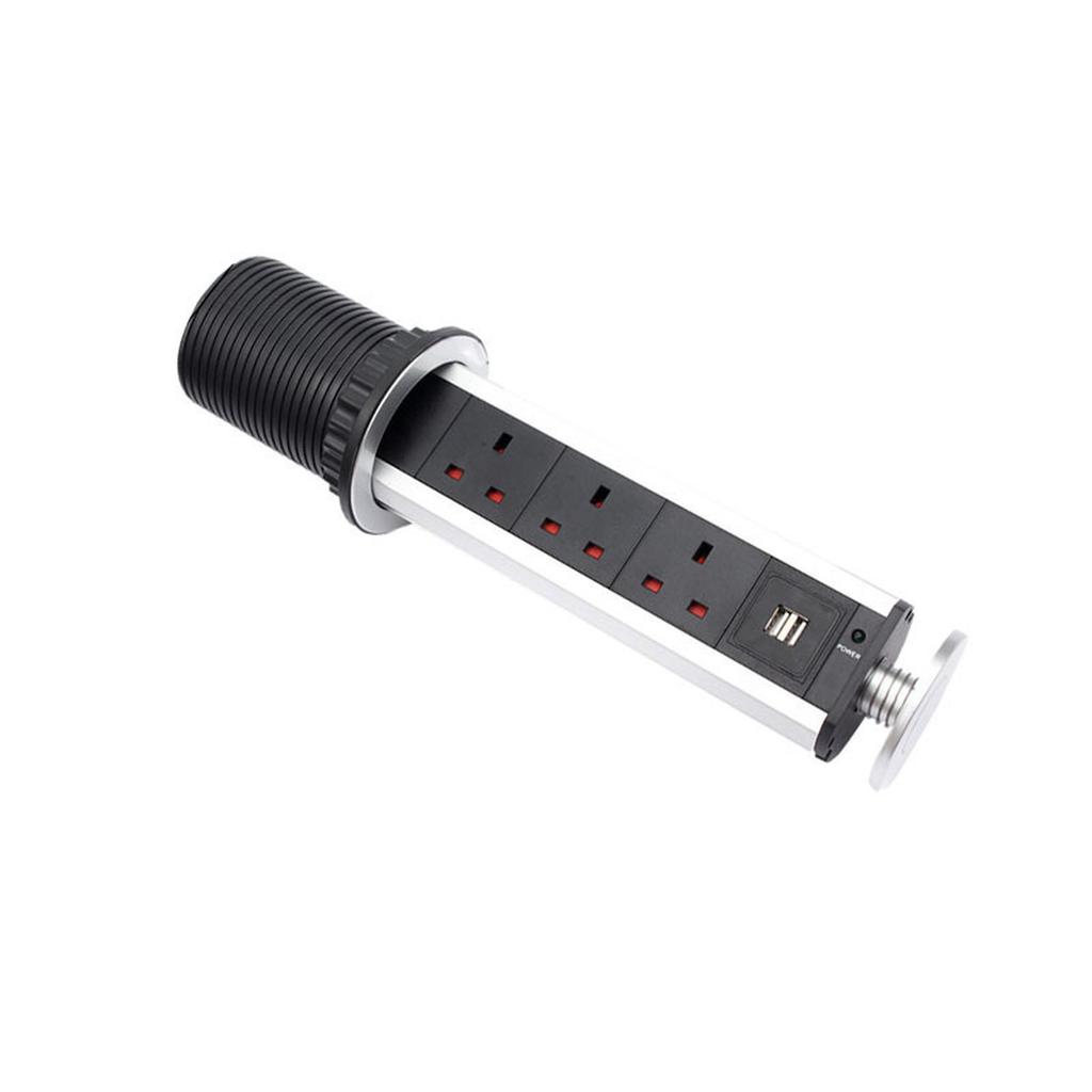 EU Plug USB Socket, Desktop Recessed Power Strip, Vertical Desktop Socket EU Standard