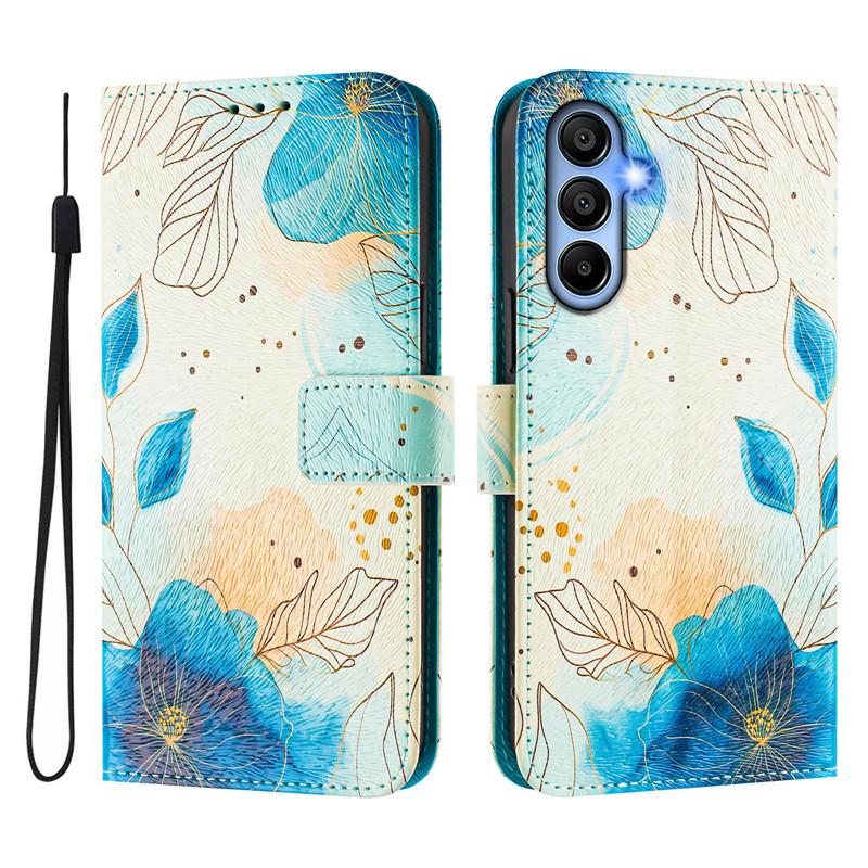 Luxus Flip Lederhülle für Samsung Galaxy A05 A05s A15 4G Flip Cover für SAM A25 A35 A55 5G Brieftaschentaschen Blumenhüllen Schale