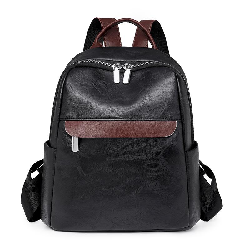 Jmg Bags Women's Brown Casual Commuting Backpack Fashionable Simple Large Capacity Travel Versatile Bag Soft Leather Student Bag