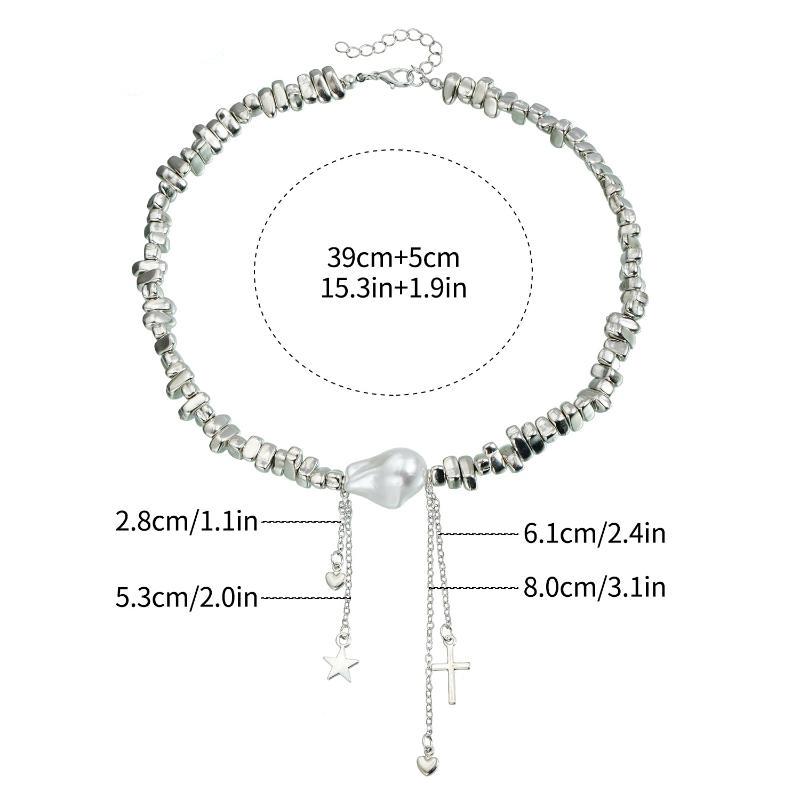 Vintage Love Heart Corss Tassel Pendant Choker Necklace For Women Creative Clavicle Chain Wed Bridal Neck Jewelry Gift