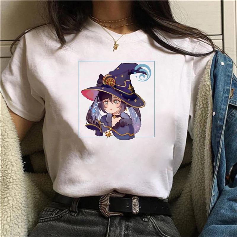 Graphic Kawaii Aesthetic Graphic Short Sleeve Tee Genshin Printed Women T-Shirts Harajuku O-Neck Casual Tops Female Clothes