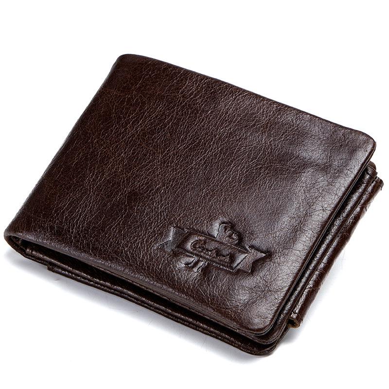 

Мужской кошелек тройного сложения из натуральной кожи Black Angel - горизонтальный многофункциональный дизайн коричневый