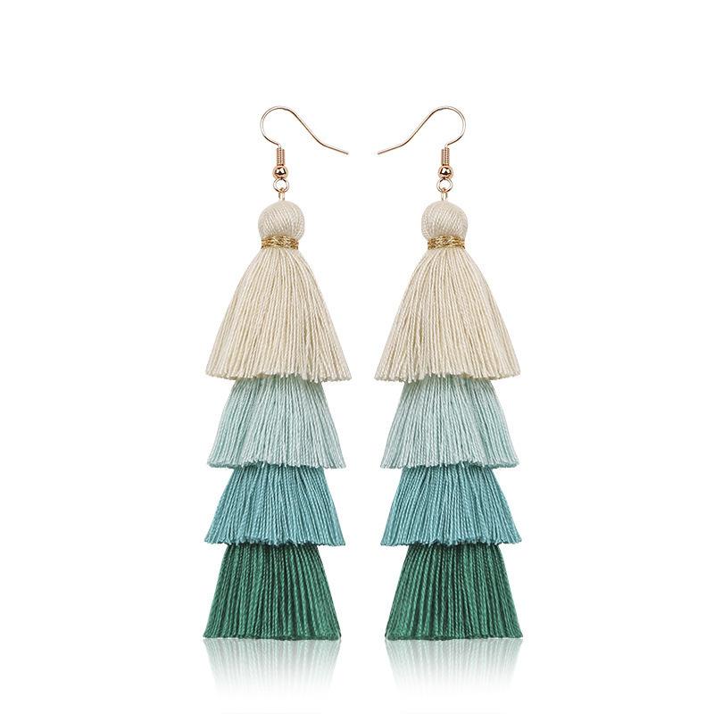 Boho Ethnic 4 Layered Tassel Drop Earrings For Women Long Fringe  Statement Dangle Earring Female Bohemian Jewelry Gift
