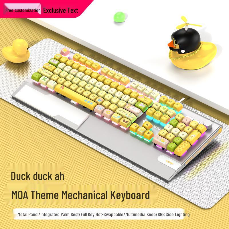 Langtu K1000MOA Mechanical Gaming Keyboard - Wired 104-Key Blue Switch, PBT Keys, for Esports & Office.