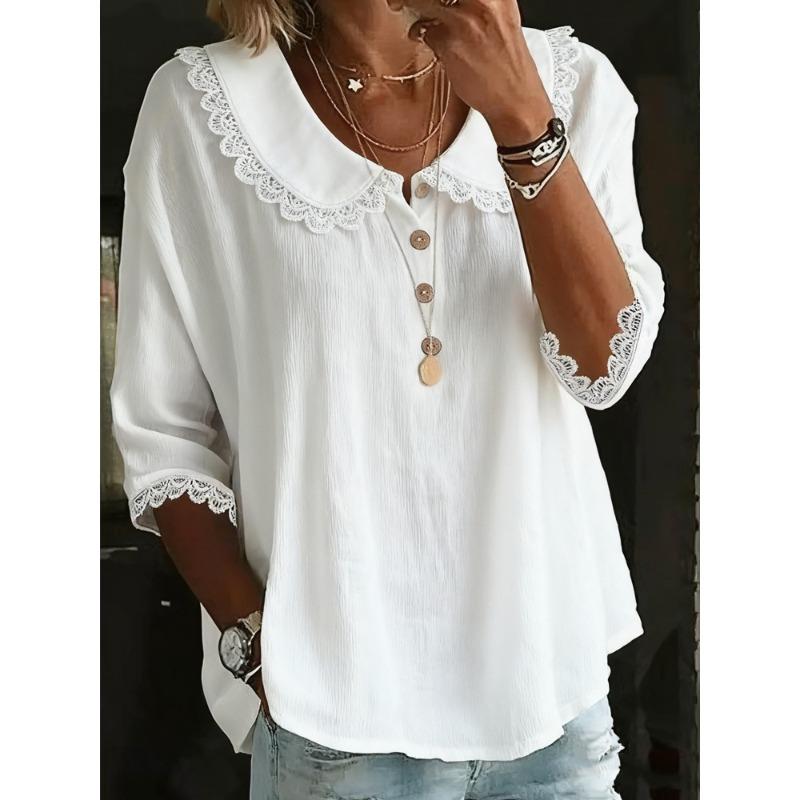 GMXIA Women's Fashion Casual V-Neck 3/4 Sleeves Blouses & Shirts