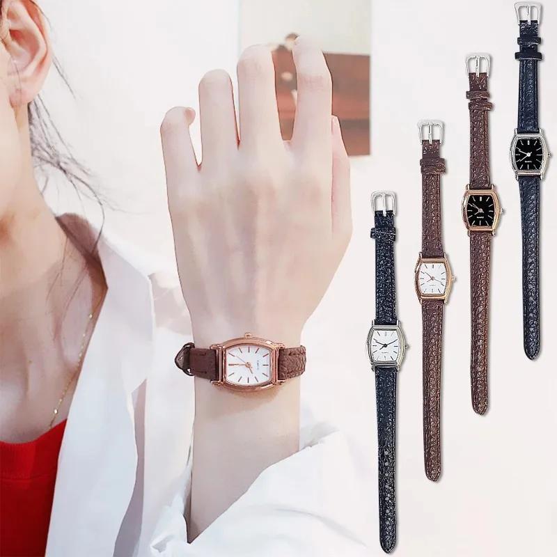 Retro Woman Watches Classic Casual Rectangle Dial Leather Strap Quartz Watches Clock Fashion Ladies Wristwatch Relojes De Mujer