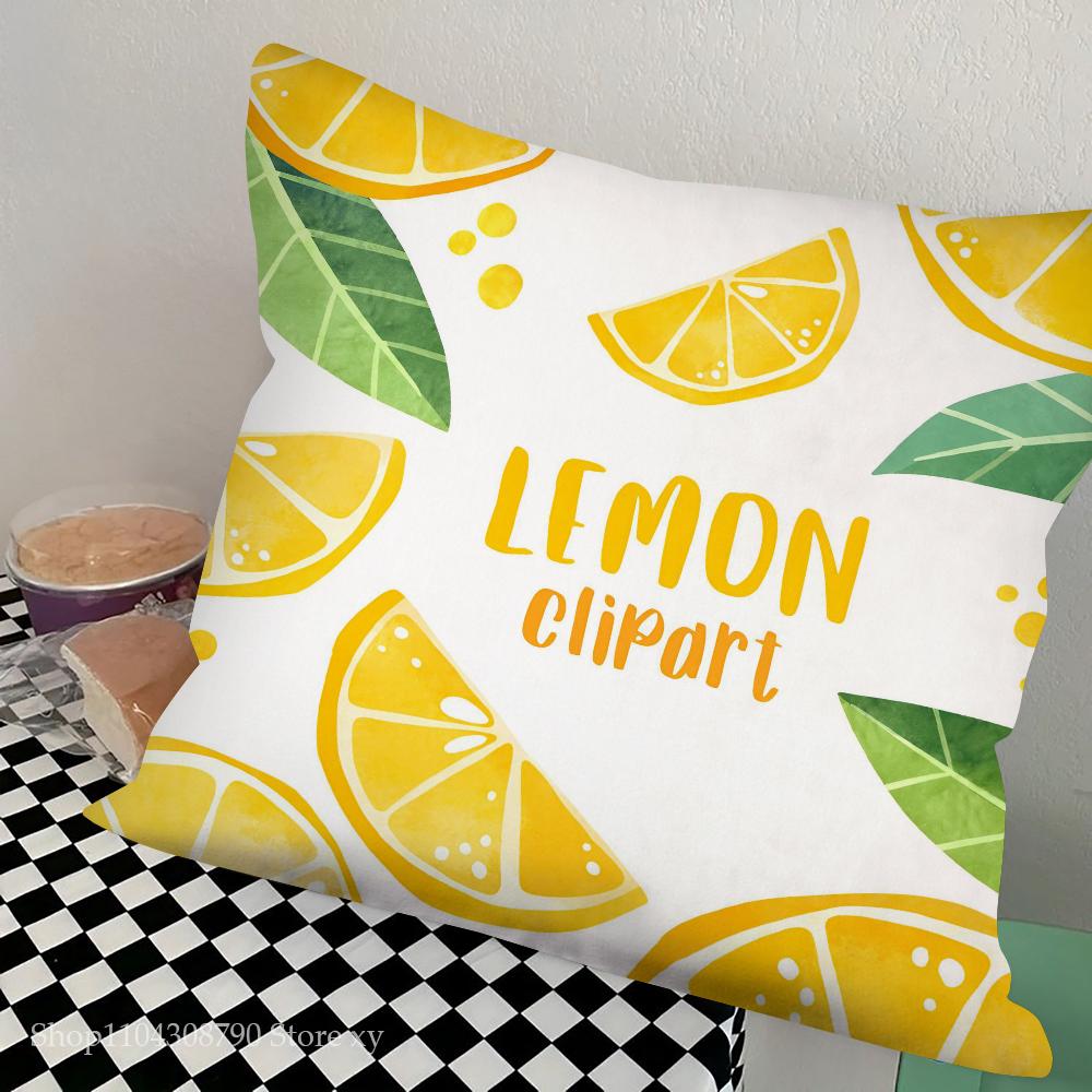 Lemon Pattern Pillow Case Fashion Square Pillowcase Bedroom Sofa Room Ins Decoration Leisure Cushion Cover 40x40