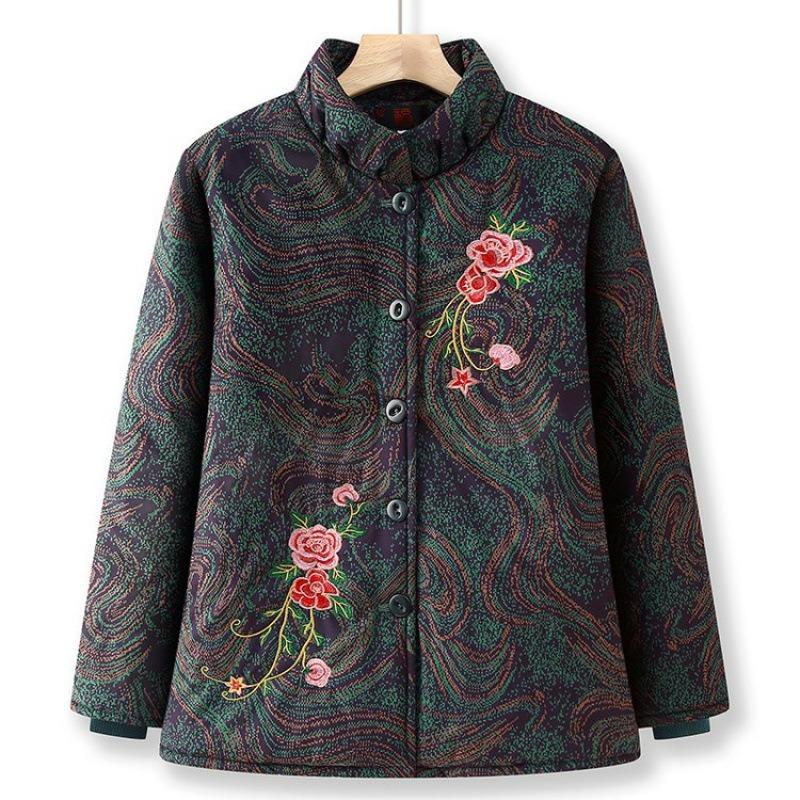 

Новая жена зимняя бархатная хлопковая куртка с подкладкой 0-летняя вышитая хлопковая куртка с подкладкой старая одежда женская теплая куртка 5XL [recommended 150-80kg] зелёный