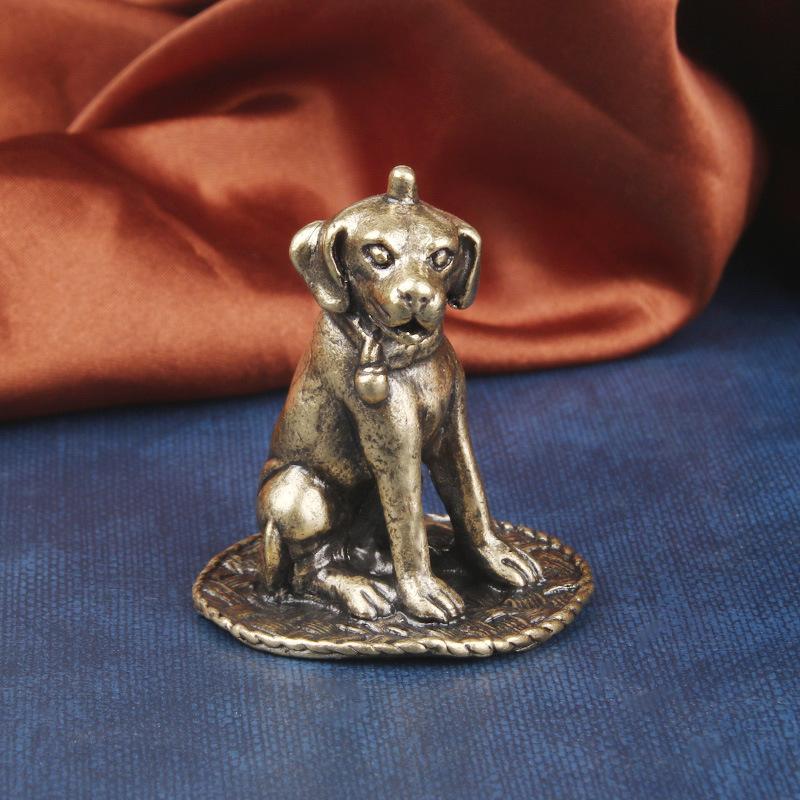 Solid Brass Fortune Desktop Ornament Zodiac Dog Creative Tea Pet Decoration Craft Old Copperware Wholesale