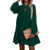 Women's Fall Long Sleeve Maxi Dress V Neck Hollow Out Eyelet A Line Long Casual Party Dresses