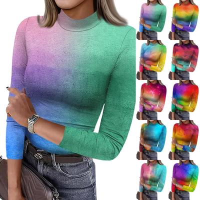 Women's Slim Bottom T,shirt Fashion Casual Printing Round Neck Pullover 3/4 Sleeve Top