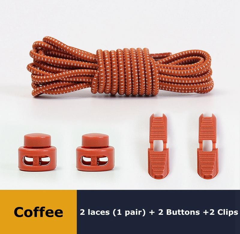 Lacets sans nœuds Lacets sans cravate Baskets Plastique Verrouillage solide Élastique Rond Lacets de chaussures pour Enfants Adultes Personnes âgées Taille unique