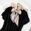 Top Chic Customizable High-End Korean Style Summer Dress Waist Belt Long Satin Neck Scarf for Women Black And White Stripes