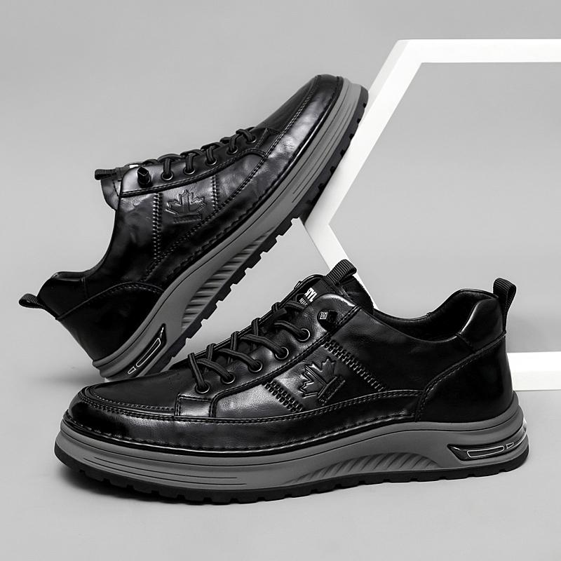 Spring and Autumn Luxury Mens Casual Shoes Genuine Leather Business Office Oxford Shoes Antiskid Wear-Resistant Running Sneakers